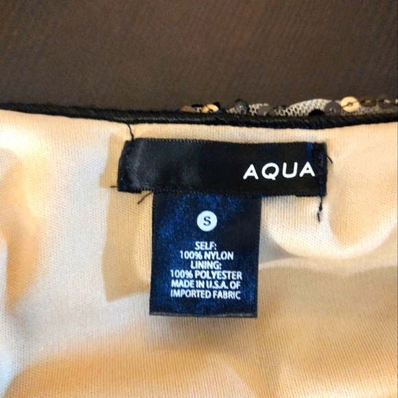 Aqua Sleeveless Nude And Black Sequined Dress - Picture 8 of 8